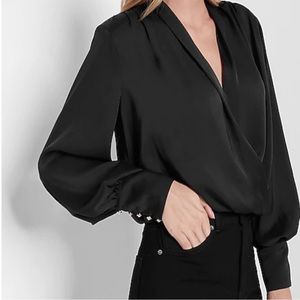 EXPRESS embellished cuff drape front top- XS